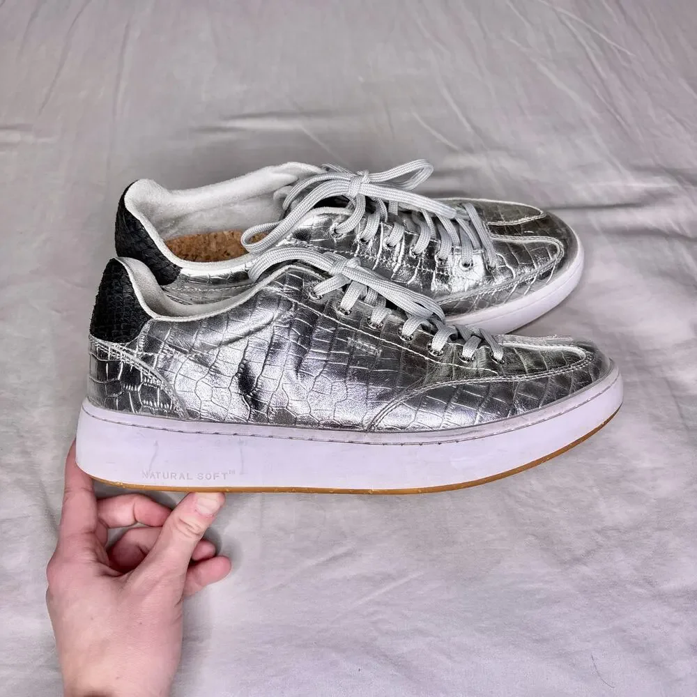 Woden Ydun Croc Print Metallic Trainers Women's 9.5